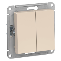 Выключатель 2 кл., Бежевый, AtlasDesign SE ATN000251