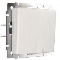 Розетка с З/К с крышкой, герметичная IP44, Перламутровый рифленый, Werkel W1171213