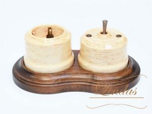 Кнопка-тумблер для диммера, Кедр с медной ручкой, Lindas 34724-C