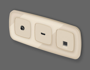 Лицевая панель розетки комп. с шторками RJ45 Cat. 6, Бежевый матовый, OMEGA Quant Ambrella Volt OP3320