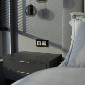 Выключатель 2 кл. с подсветкой, Hammer дымчатый, Werkel W1220104