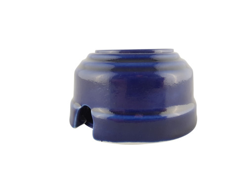 Ретро розетка проходная с 3/К, керамика, azzurra лазурный, серебристая фурнитура, Leanza РПЛС