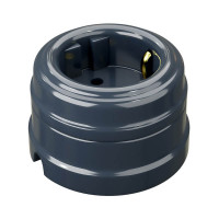 Ретро розетка фарфоровая с 3/К, серая гавань, ТМ МезонинЪ GE70301-57