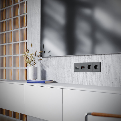 Розетка телев+комп. TV+RJ45 кат. 6, Черный матовый, S70 Voltum VLS060708