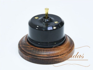 Выключатель керамика тумблерный 1 кл. перекрестный, Черный с латунной ручкой, Lindas 34615-G