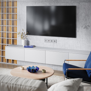 Лицевая панель для розетки телев+комп TV+RJ45 Cat. 6, Серый, S70 Voltum VLS002716