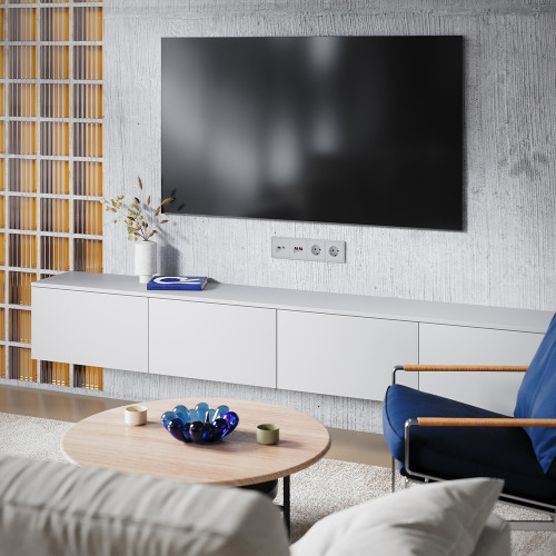 Лицевая панель для розетки телев+комп TV+RJ45 Cat. 6, Серый, S70 Voltum VLS002716