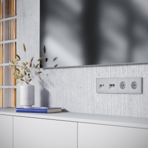 Лицевая панель для розетки телев+комп TV+RJ45 Cat. 6, Серый, S70 Voltum VLS002716