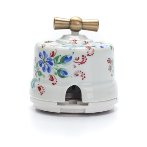 Выключатель фарфоровый поворотный на 2 положения проходной, Жостово, Salvador OP11WT.RJ