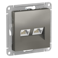 Розетка компьютерная 2-я RJ45 Cat. 5e, Сталь, AtlasDesign SE ATN000985