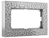 Рамка для двойной розетки пластик, Серебряный, Hammer Werkel W0082406