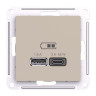 Розетка USB для быстрой зарядки, тип A+C 45Вт, Песочный, AtlasDesign SE ATN001229