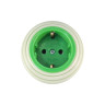 Ретро розетка проходная с 3/К, керамика, зеленый verde, серебристая фурнитура, Leanza РПЗС