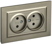 Розетка 2-я без З/К, Шампань, Brite IEK BR-R20-10-K37-F