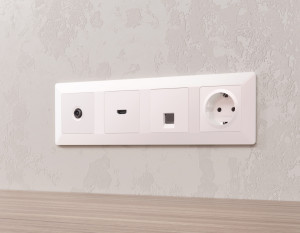 Рамка 4 местная пластик, Жемчуг, ALFA Line Ambrella Volt AF110204