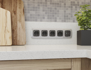 Рамка 2 местная пластик, Серебро глянец, OMEGA Ecta Ambrella Volt OF140402