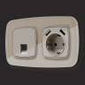 Лицевая панель розетки комп. с шторками RJ45 Cat. 6, Серо-бежевый матовый, OMEGA Quant Ambrella Volt OP3720