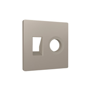 Лицевая панель розетки телеф./комп.+тв. RJ11/RJ45+TV, Серо-бежевый матовый, ALFA Quant Ambrella Volt AP3725