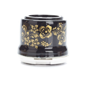 Ретро розетка фарфоровая с 3/К со шторками, Золотой орнамент, Salvador OP12BL.GD