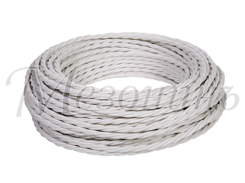 Ретро кабель витой 3x1,5 Белый, Аврора ТМ МезонинЪ GE70153-01 (1 метр)