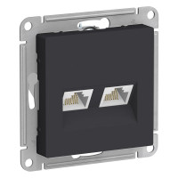 Розетка компьютерная 2-я RJ45 Cat. 5e, Карбон, AtlasDesign SE ATN001085