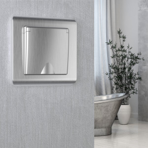 Розетка с З/К с крышкой, герметичная IP44, Серебряный рифленый, Werkel W1171209