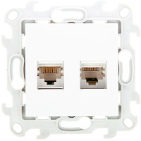 Розетка компьютерная 2-я RJ45 Cat. 5e, Белый, Simon 24 2450593-030