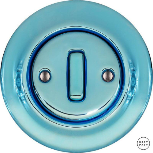 Выключатель кнопочный 1 кл. проходной, голубой металлик, Katy Paty PECAGSl6 