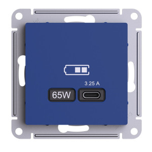 Розетка USB для быстрой зарядки, тип C 65Вт, Аквамарин, AtlasDesign SE ATN001127
