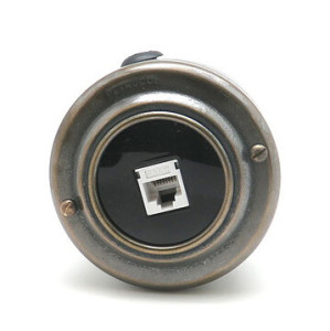 Розетка компьютерная RJ45, металл, Старая бронза, Petrucci 402BRО
