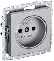 Розетка без З/К со шторками, Алюминий, Brite IEK BR-R13-10-K47