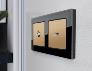 Рамка 2 местная стекло закаленное натуральное, Черный, ALFA Platos Ambrella Volt AF380802