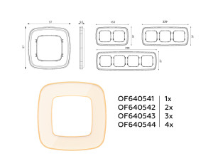 Рамка 4 местная стекло органическое, Бежевый\Шампань, OMEGA Coint Ambrella Volt OF640344
