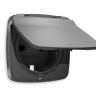 Лицевая панель розетки с З/К с крышкой и шторками, герметичная IP44, Антрацит серый, OMEGA Quant Ambrella Volt OP6580
