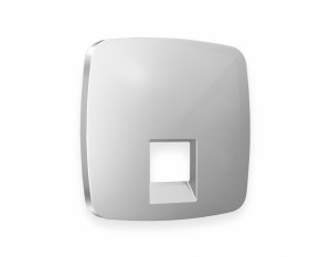 Лицевая панель розетки комп. с шторками RJ45 Cat. 6, Серебро глянец, OMEGA Quant Ambrella Volt OP4120