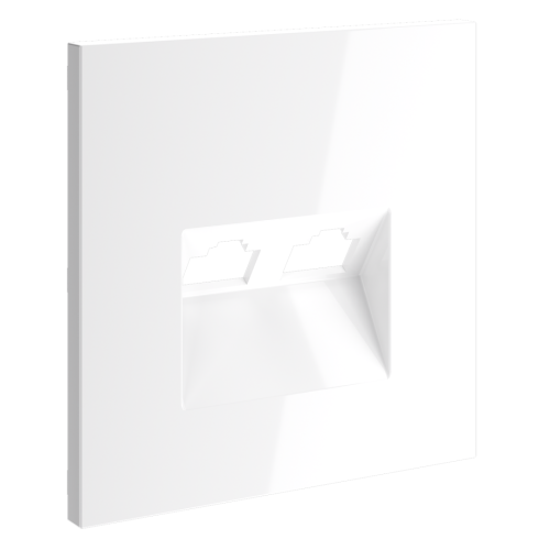 Лицевая панель для розетки компьютерной 2-ой RJ45+RJ45 Cat.6, Белый глянцевый, S70 Voltum VLS001401