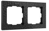 Рамка 2 местная пластик, Черный, Hammer Werkel W0022408