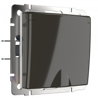 Розетка с З/К с крышкой, герметичная IP44, Серо-коричневый, Werkel W1171207