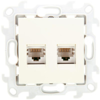 Розетка компьютерная 2-я RJ45 Cat. 5e, Слоновая кость, Simon 24 2450593-031