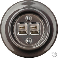 Розетка комп. фарфоровая RJ45 cat.6е, коричневый глянцевый, Katy Paty BRGsCat6a 
