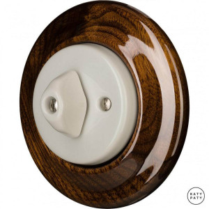 Выключатель поворотный 1 кл. проходной, грецкий орех глянцевый, Katy Paty LINUG6