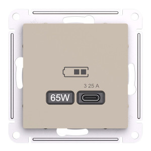 Розетка USB для быстрой зарядки, тип C 65Вт, Песочный, AtlasDesign SЕ ATN001227