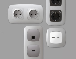 Рамка 4 местная пластик, Серебро глянец, OMEGA Ecta Ambrella Volt OF140404