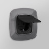 Лицевая панель розетки с З/К с крышкой и шторками, герметичная IP44, Черный матовый, OMEGA Quant Ambrella Volt OP8080
