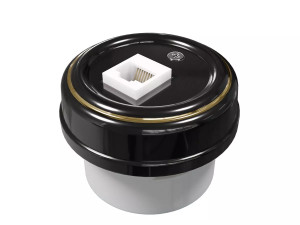 Розетка фарфоровая компьютерная RJ45 без рамки, Золото на черном, ТМ МезонинЪ GE70341-53k