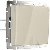 Розетка с З/К с крышкой, герметичная IP44, Слоновая кость, Werkel W1171203