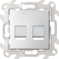 Розетка компьютерная 2-я RJ45 Cat. 5e, Алюминий, Simon 24 2450593-033