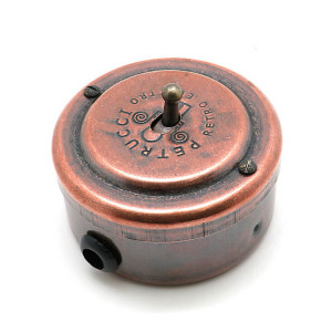 Выключатель тумблерный 1 кл. проходной, металл, Старая медь, Petrucci 302VCUPO