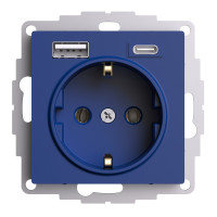 Розетка с З/К и USB зарядкой, тип А+C, Аквамарин, AtlasDesign SE ATN001132
