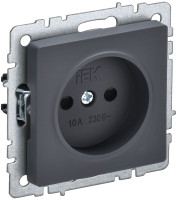 Розетка без З/К со шторками, Графит, Brite IEK BR-R13-10-K53